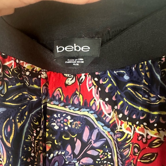 BEBE Women’s Maxi Sheer Paisley 4 Panels Over Mini Skirt - Picture 3 of 4